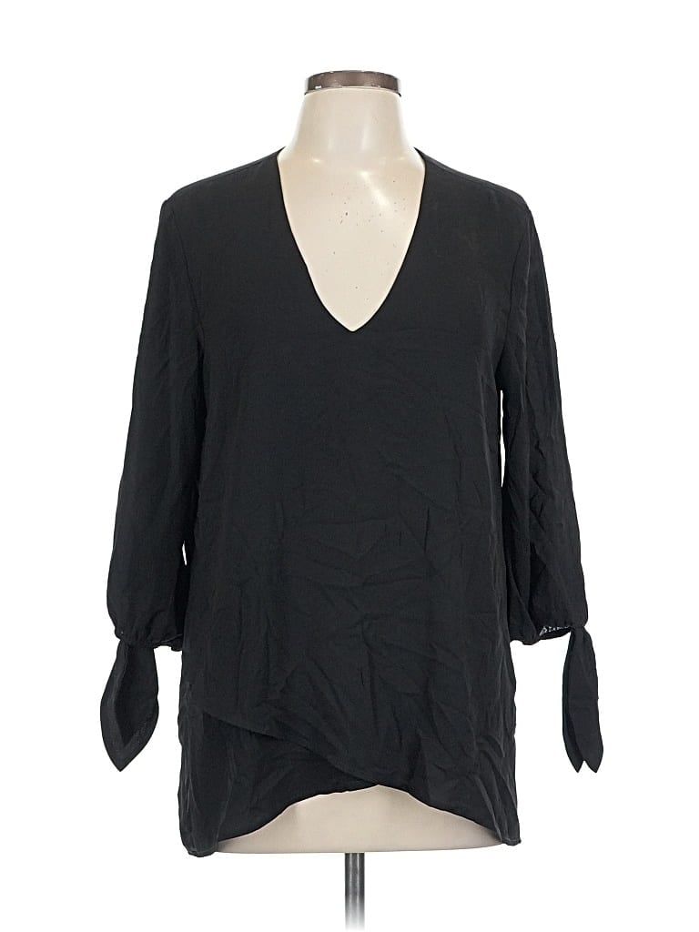 Pre-owned Karen Kane 3/4 Sleeve Blouse In Black