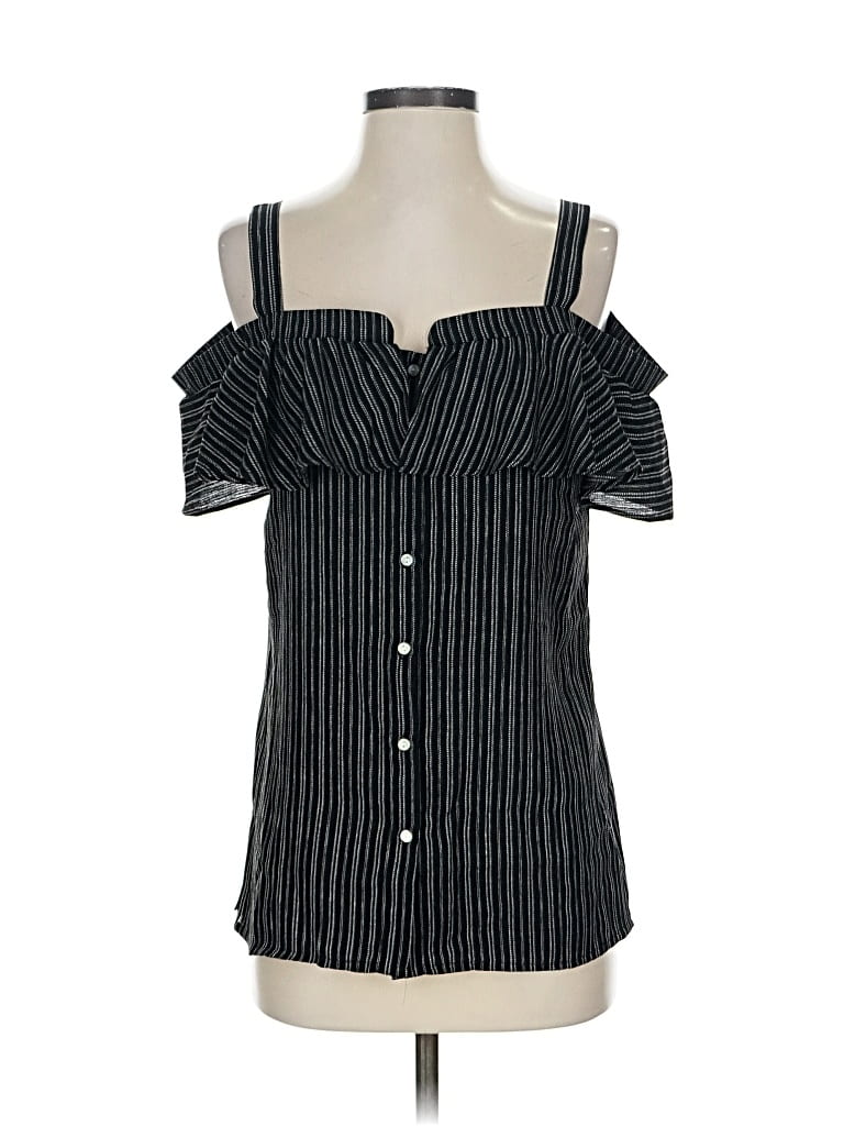 Romeo & Juliet Couture Short Sleeve Top Black Cold Shoulder Neckline Tops In Black