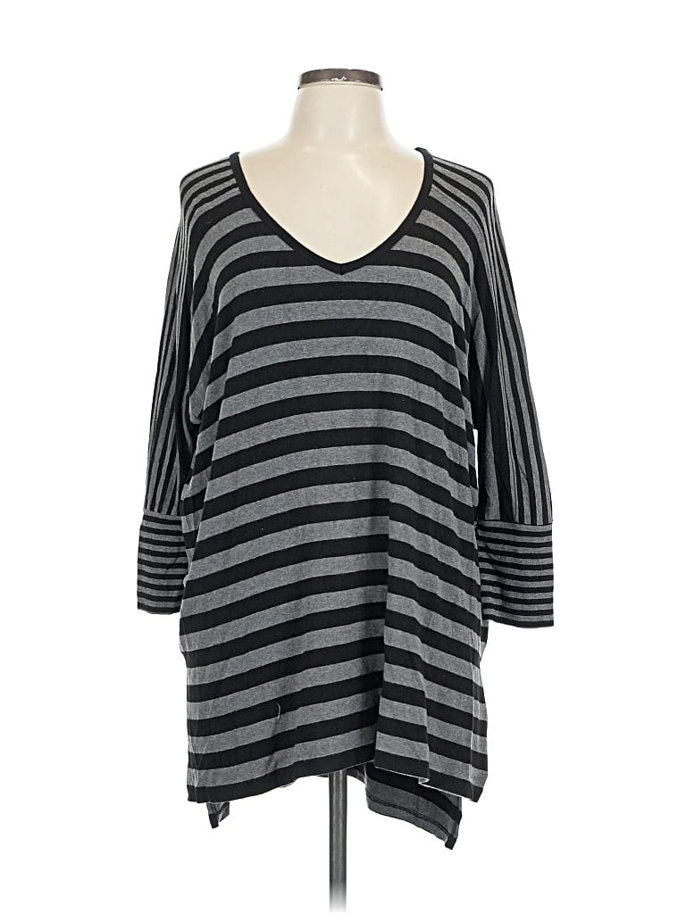 Pre-owned Karen Kane 3/4 Sleeve Top Gray V Neck Tops