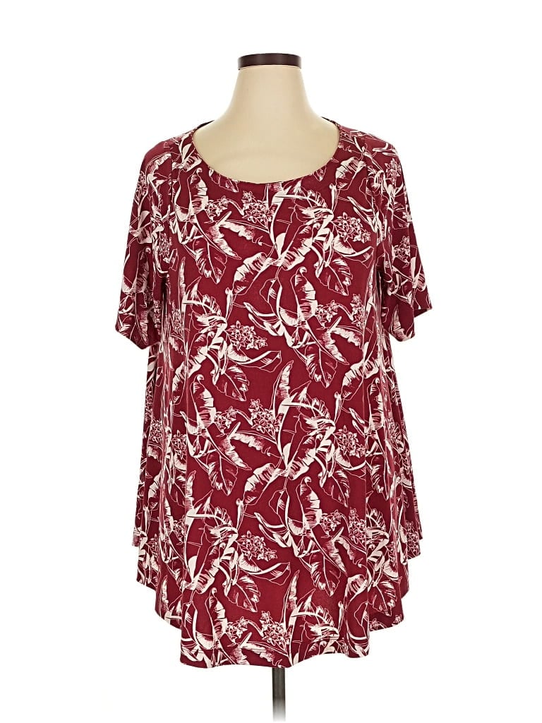 LANE BRYANT Pre-owned Short Sleeve Blouse In Burgundy