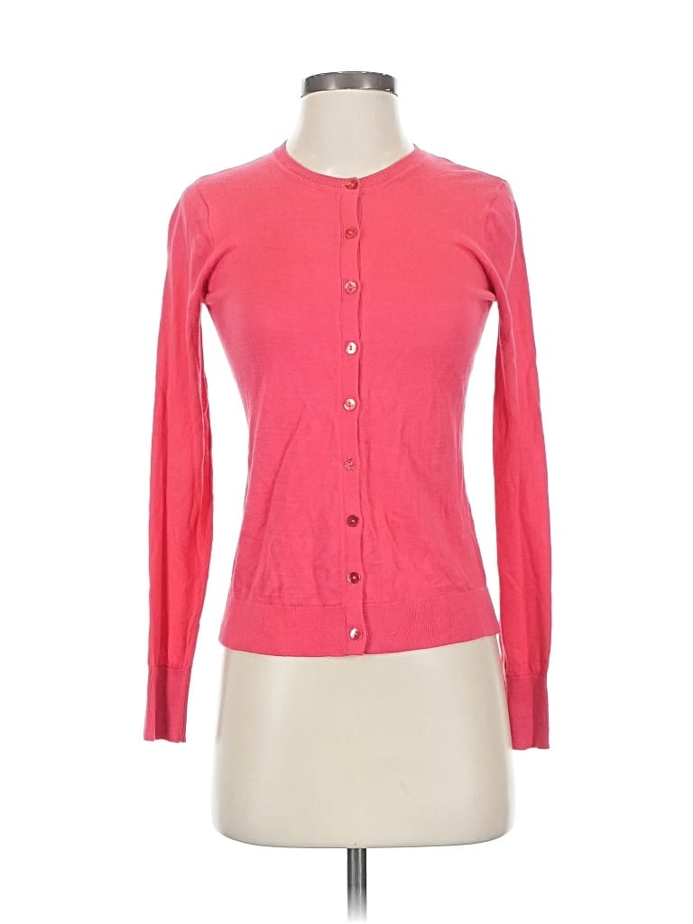 Pre-owned August Silk Cardigan Sweater In Pink