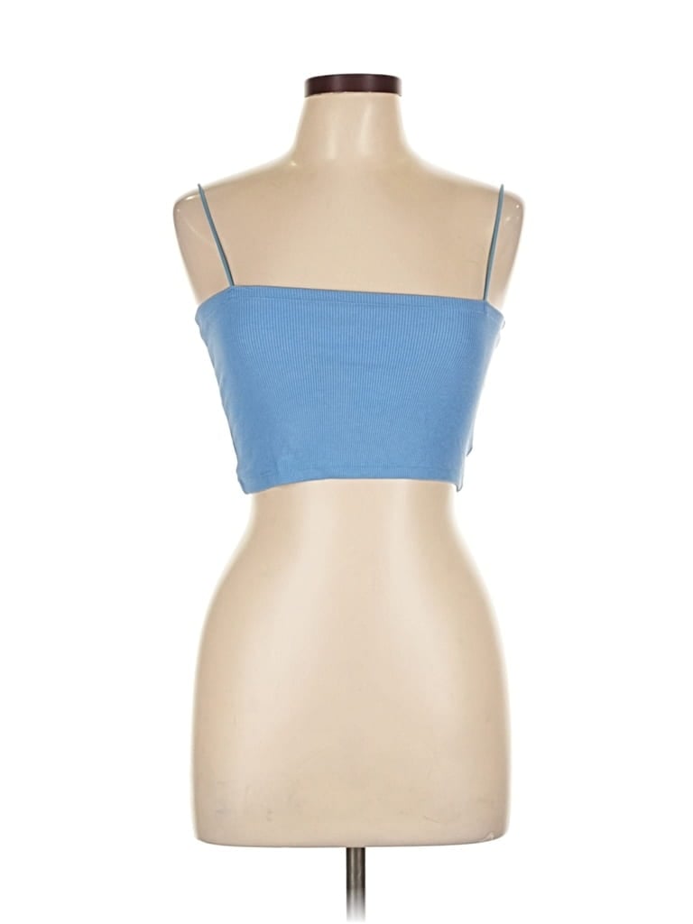 Pre-owned Zara Tube Top Blue Strapless Neckline Tops