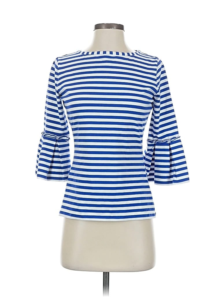 Pre-owned Sara Campbell 3/4 Sleeve Top Blue Ruffles Neckline Tops