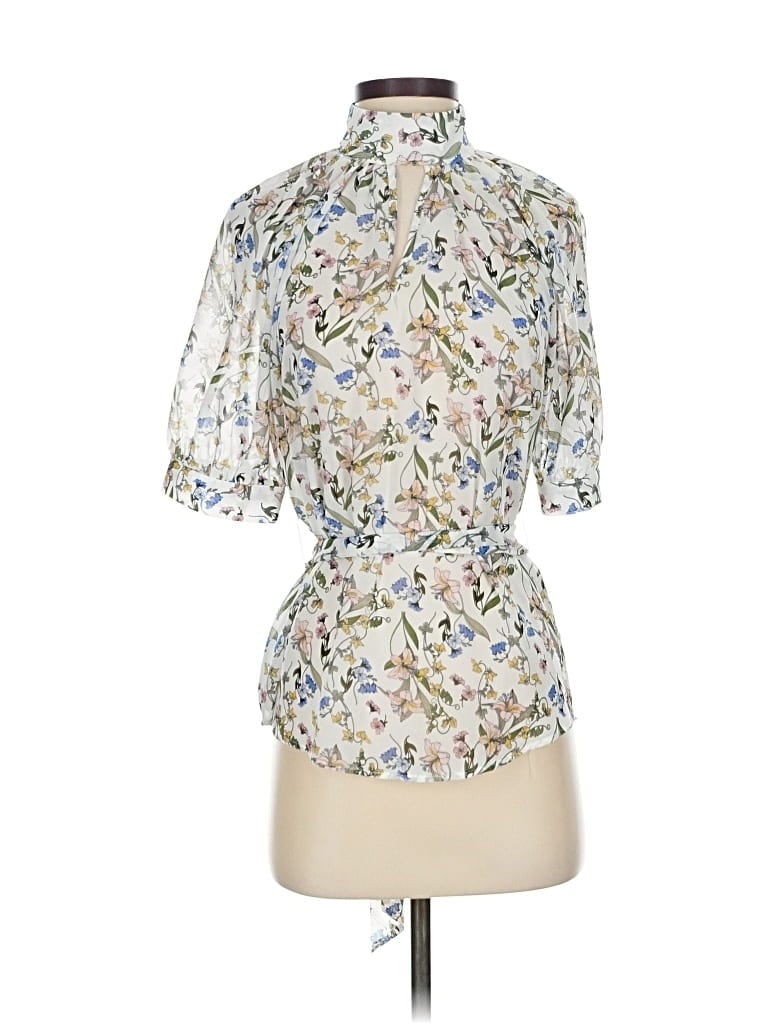 Pre-owned 7th Avenue Design Studio New York & Company Short Sleeve Blouse In White