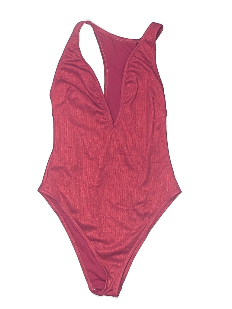 Pre-owned Asos Design One Piece Swimsuit In Burgundy