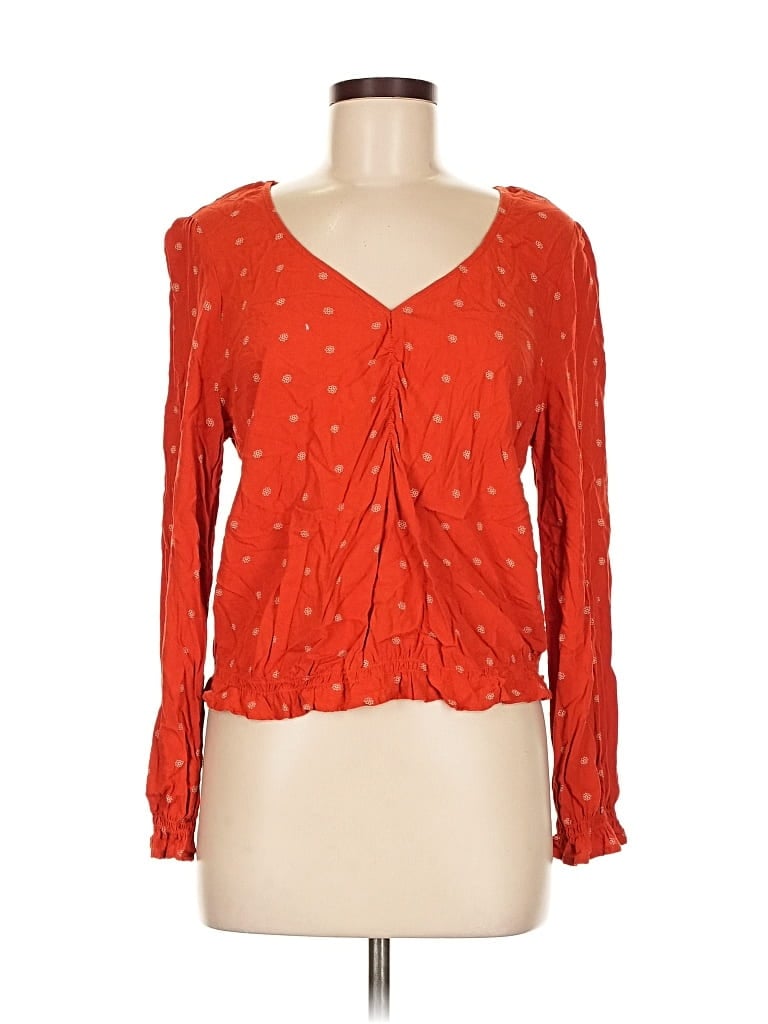 Pre-owned American Eagle Outfitters Long Sleeve Blouse In Orange