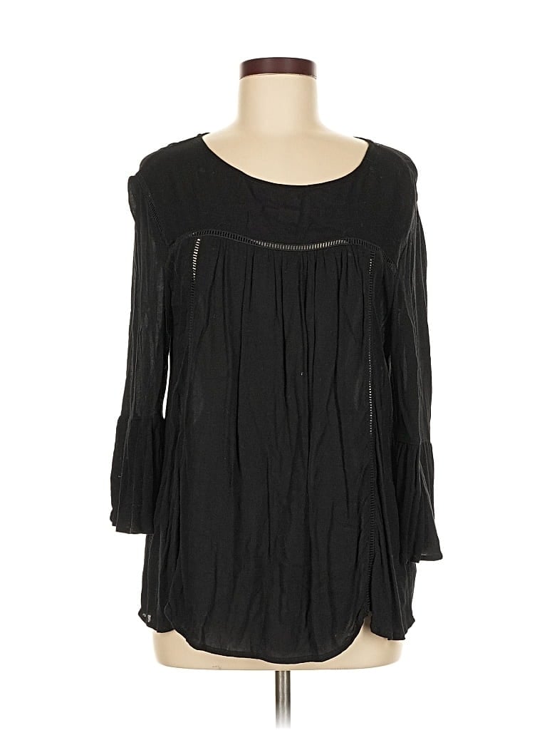 Pre-owned Old Navy 3/4 Sleeve Blouse In Black