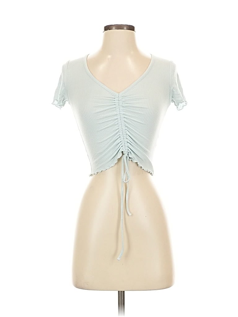 Pre-owned Garage Short Sleeve Top Blue Sweetheart Neckline Tops