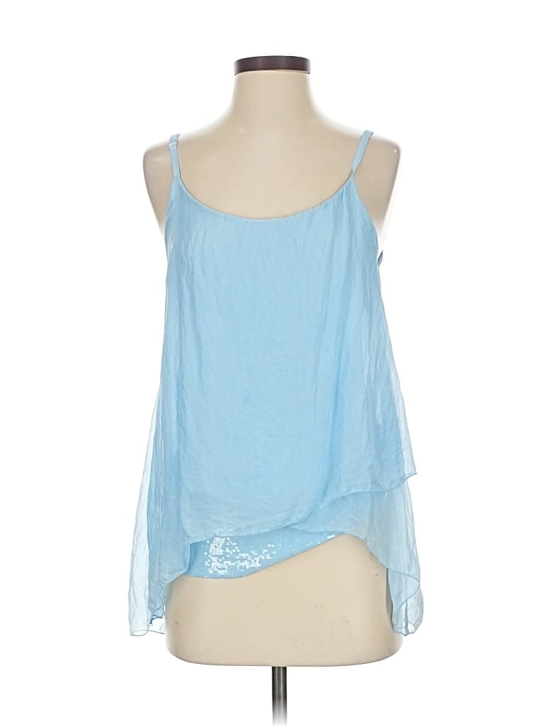 Pre-owned Nicole Sleeveless Silk Top Blue Halter Neckline Tops