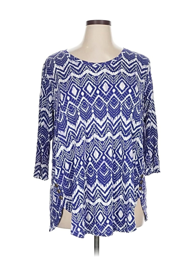 Pre-owned Popular 21 3/4 Sleeve T-shirt In Blue