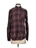 Express Plaid Burgundy Long Sleeve Button-Down Shirt Size XS - photo 1