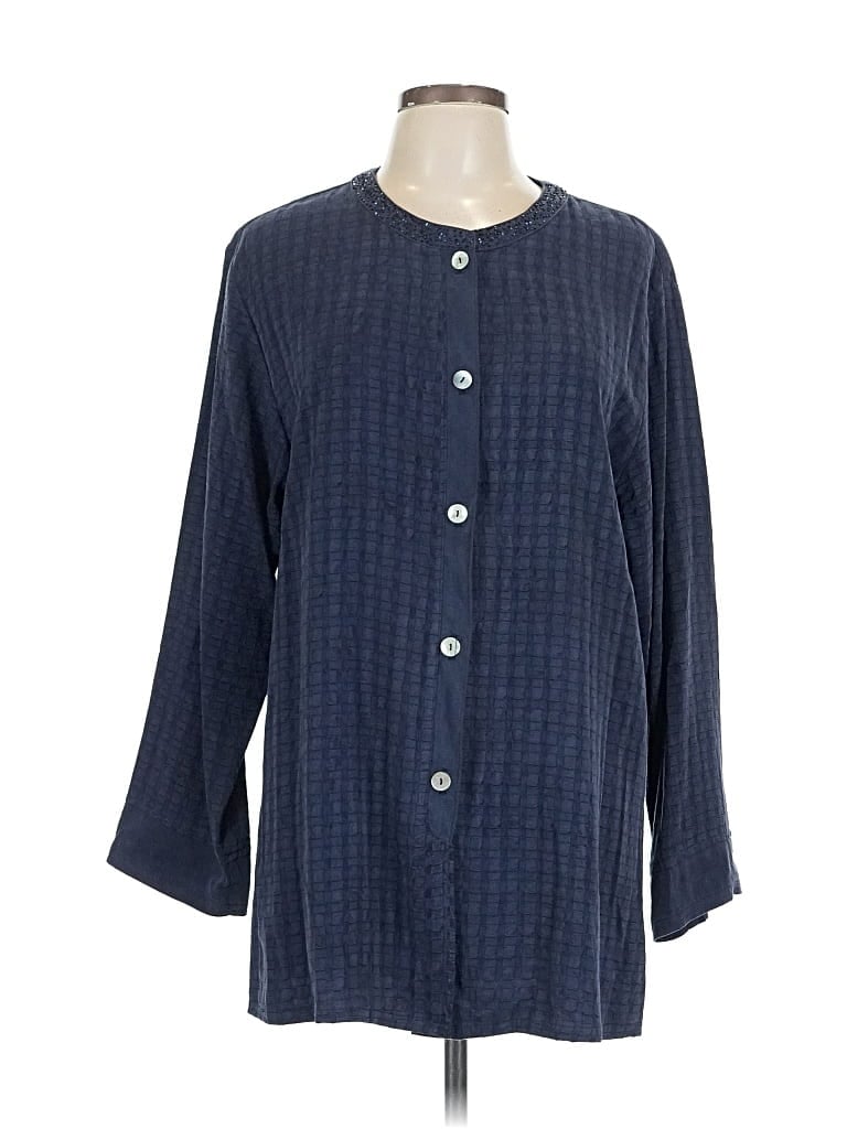 Pre-owned David Dart 3/4 Sleeve Button Down Shirt In Blue