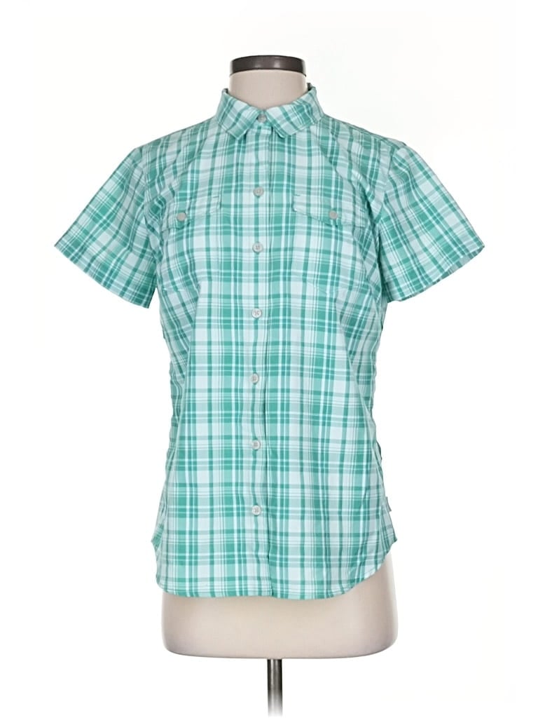 Pre-owned Eddie Bauer Short Sleeve Blouse In Blue