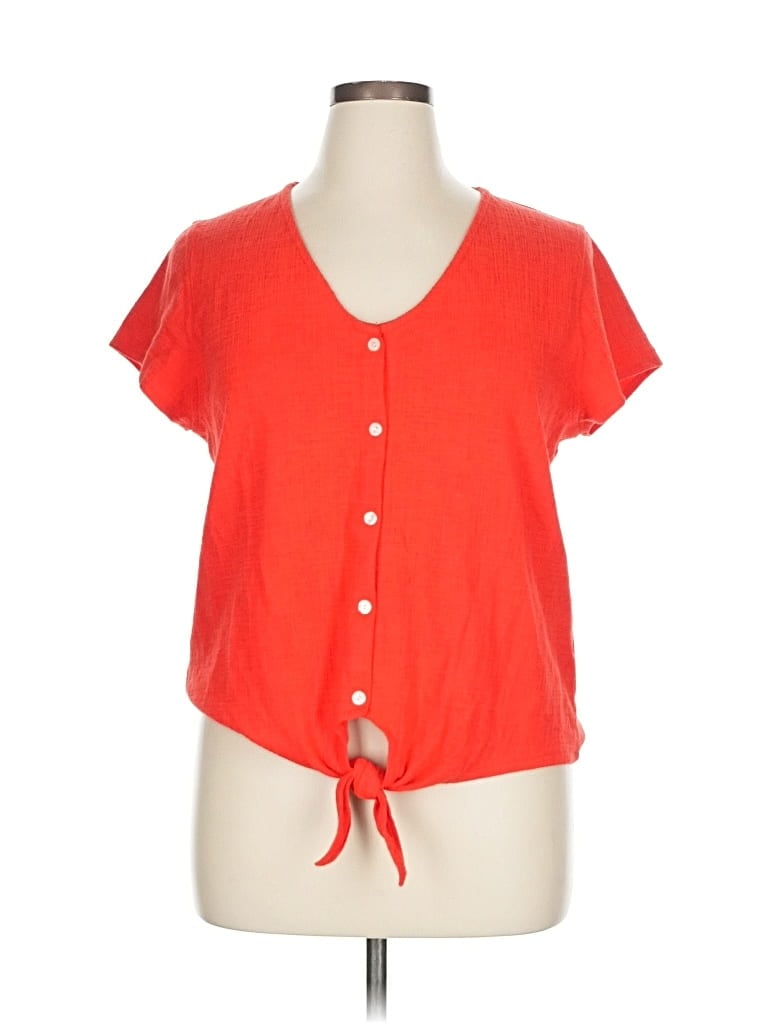 Pre-owned J.crew Factory Store Short Sleeve Blouse In Orange