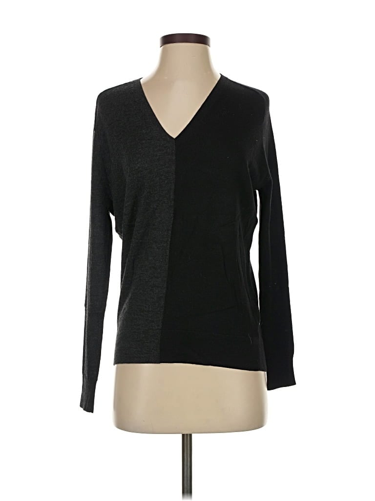 Pre-owned Theory Wool Cardigan Sweater In Black