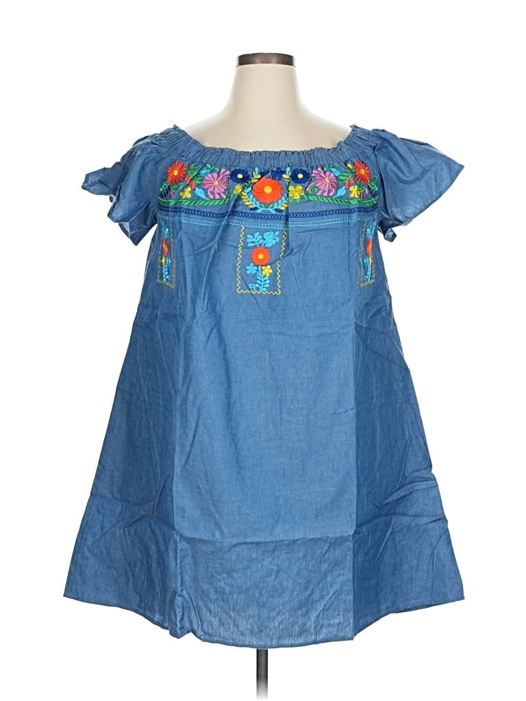 Pre-owned L Love Short Sleeve Top Blue Off The Shoulder Neckline Tops