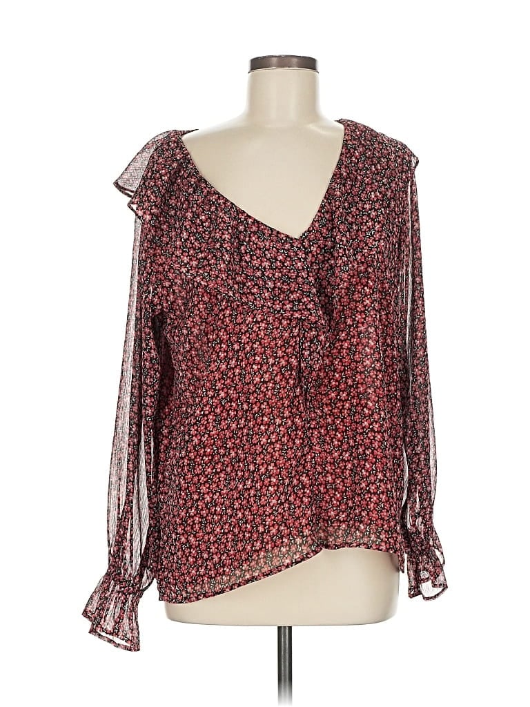 Pre-owned Ann Taylor Loft Long Sleeve Blouse In Red