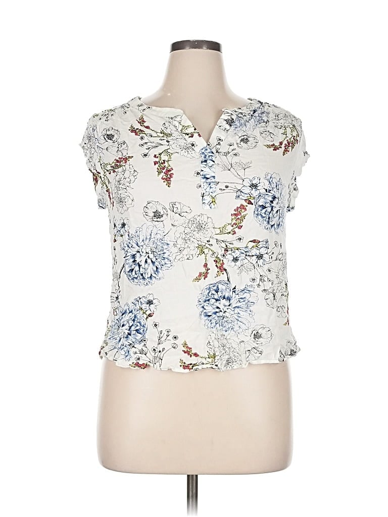 Pre-owned Daniel Rainn Short Sleeve Blouse In White