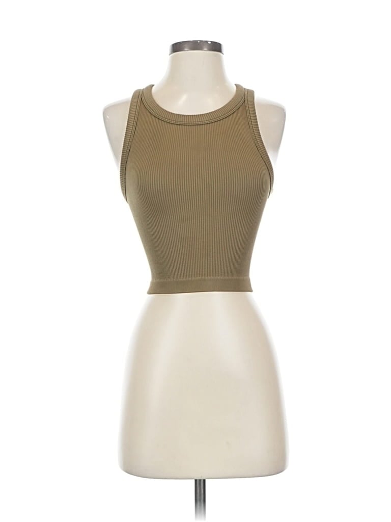 Pre-owned Gap Fit Tank Top Tan Halter Neckline Tops In Brown