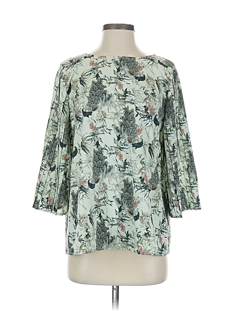Pre-owned World Market 3/4 Sleeve Blouse In Green