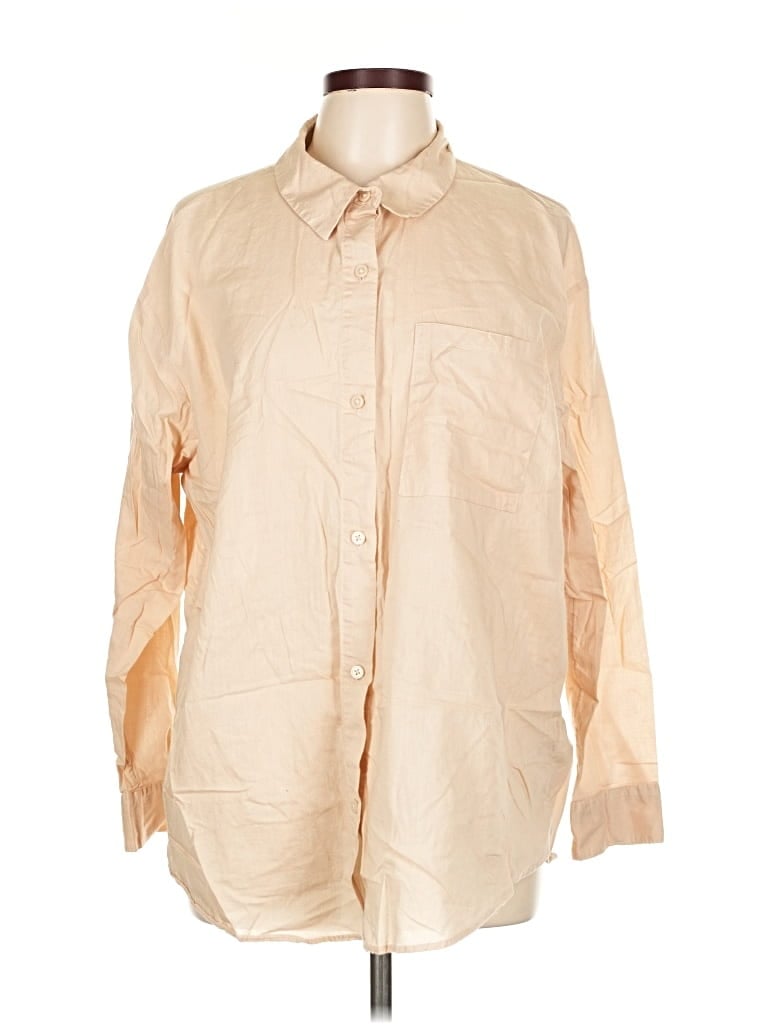 Pre-owned Divided By H&m Long Sleeve Button Down Shirt In Brown