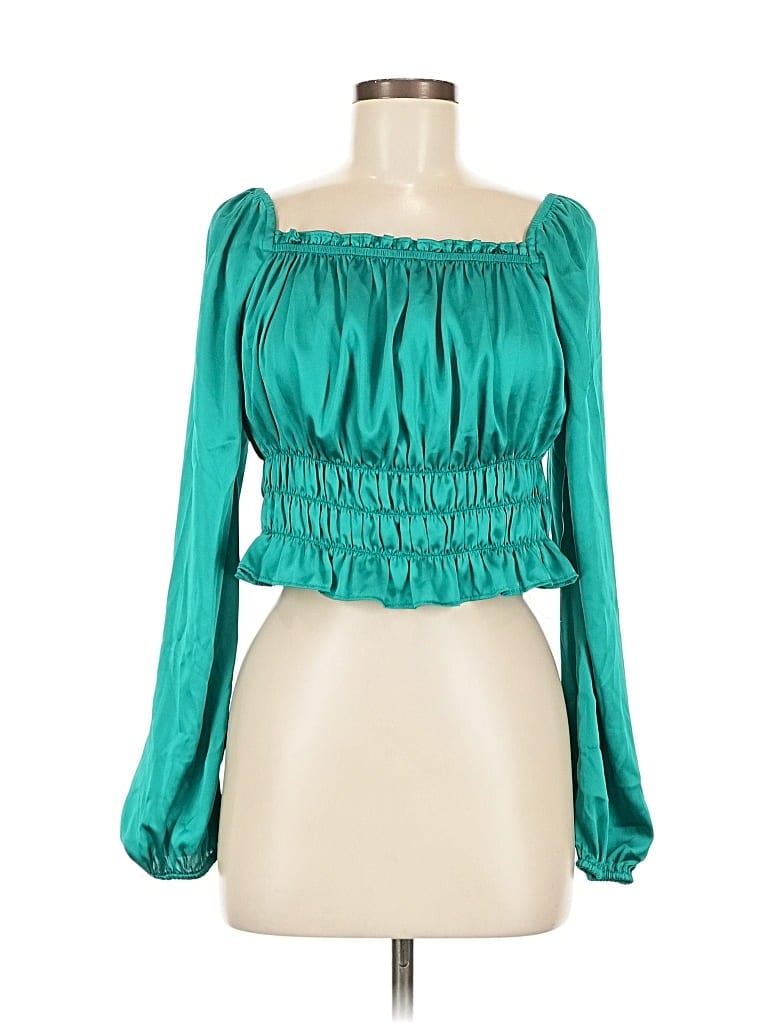 Pre-owned Bar Iii Long Sleeve Blouse In Blue