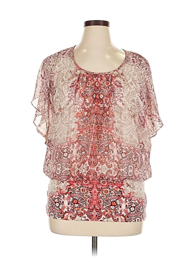 Pre-owned Style & Co Short Sleeve Blouse In Silver