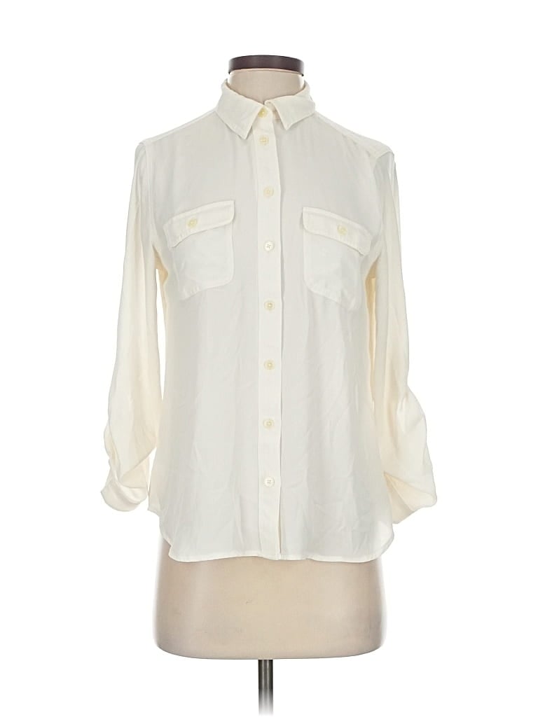 Pre-owned Ann Taylor Loft 3/4 Sleeve Blouse In White