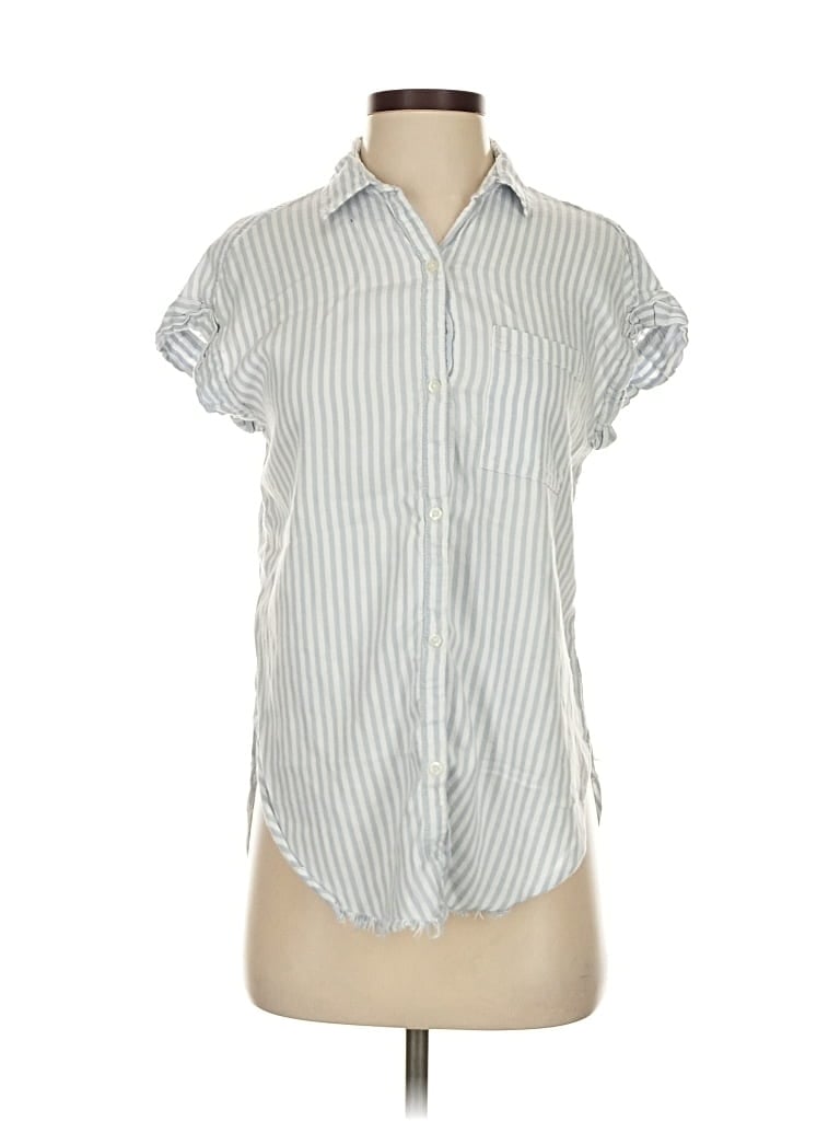 Pre-owned Aerie Short Sleeve Blouse In Silver