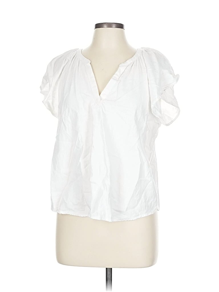 Pre-owned Universal Thread Short Sleeve Blouse In White
