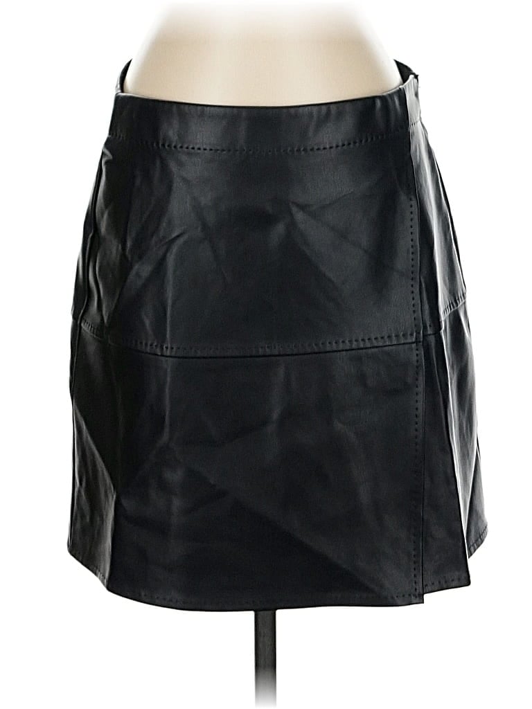 Pre-owned Max Studio Faux Leather Skirt In Black