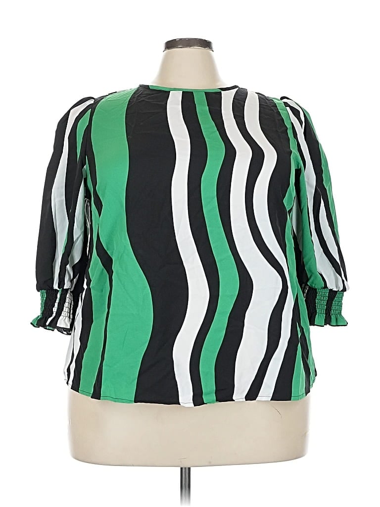 Pre-owned Shein Curve 3/4 Sleeve Blouse In Green