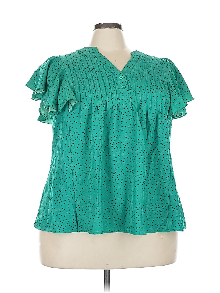 Pre-owned Shein Curve Short Sleeve Blouse In Blue