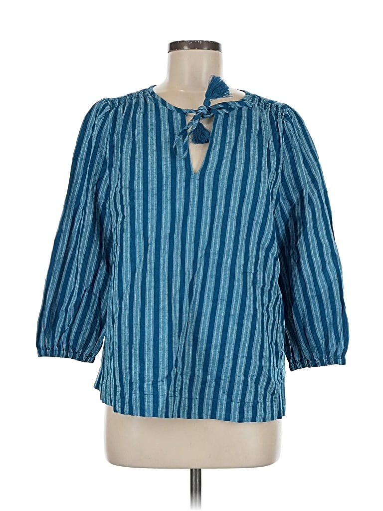 Pre-owned Loft Beach 3/4 Sleeve Blouse In Blue