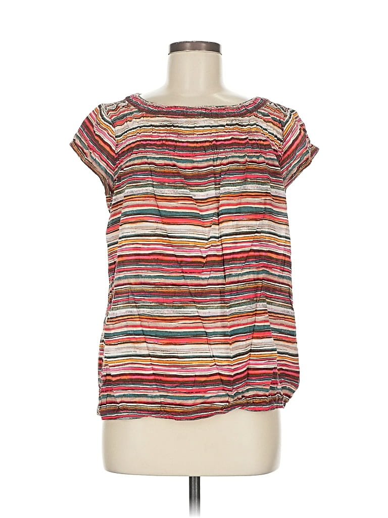Pre-owned Ann Taylor Loft Short Sleeve Blouse In Red
