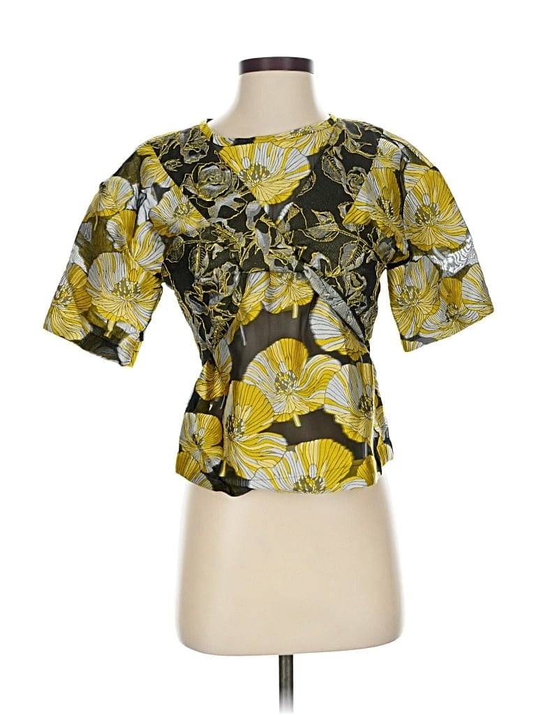 Pre-owned Autumn Adeigbo Short Sleeve Blouse In Yellow