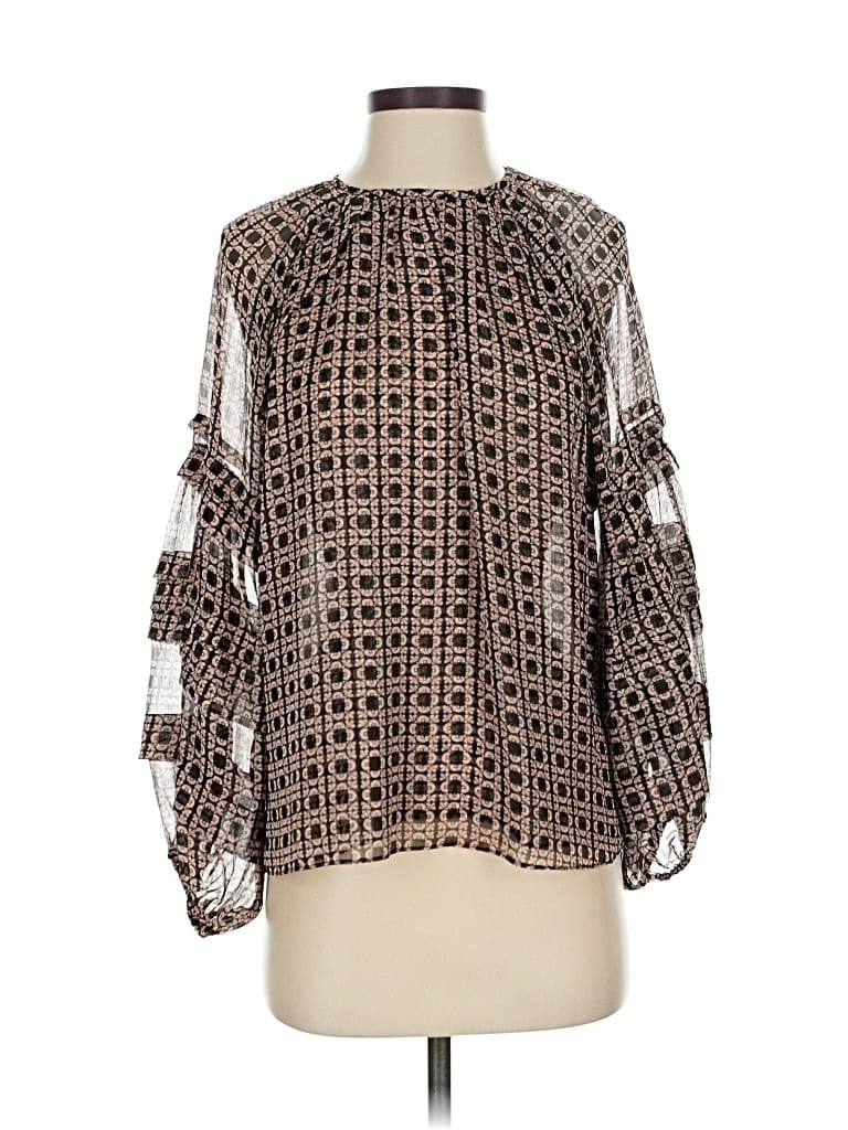 Pre-owned Misa Long Sleeve Blouse In Brown
