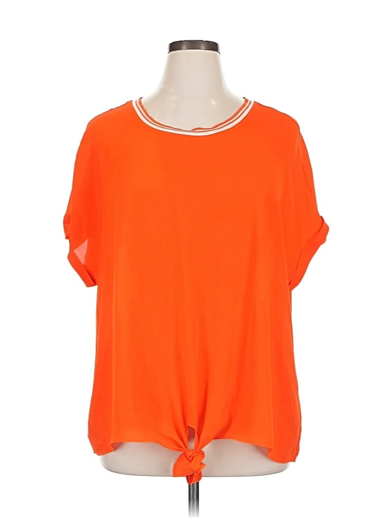 LANE BRYANT Pre-owned Short Sleeve Top Orange Keyhole Neckline Tops
