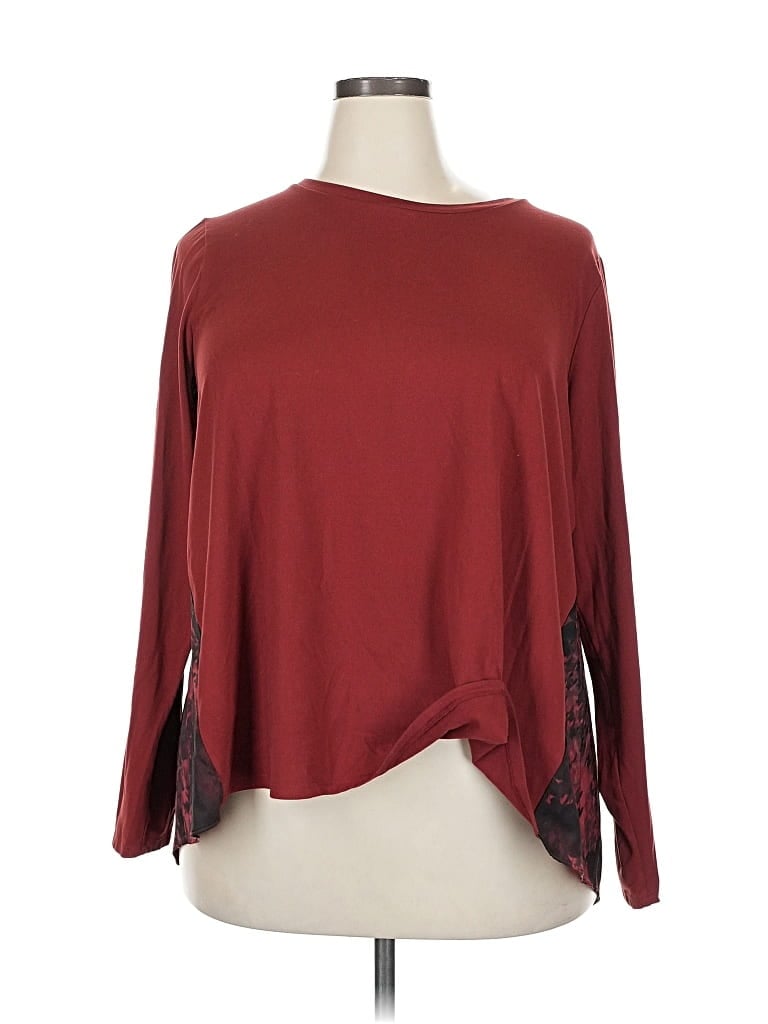Pre-owned Simply Vera Vera Wang Long Sleeve Top Burgundy Boatneck Tops