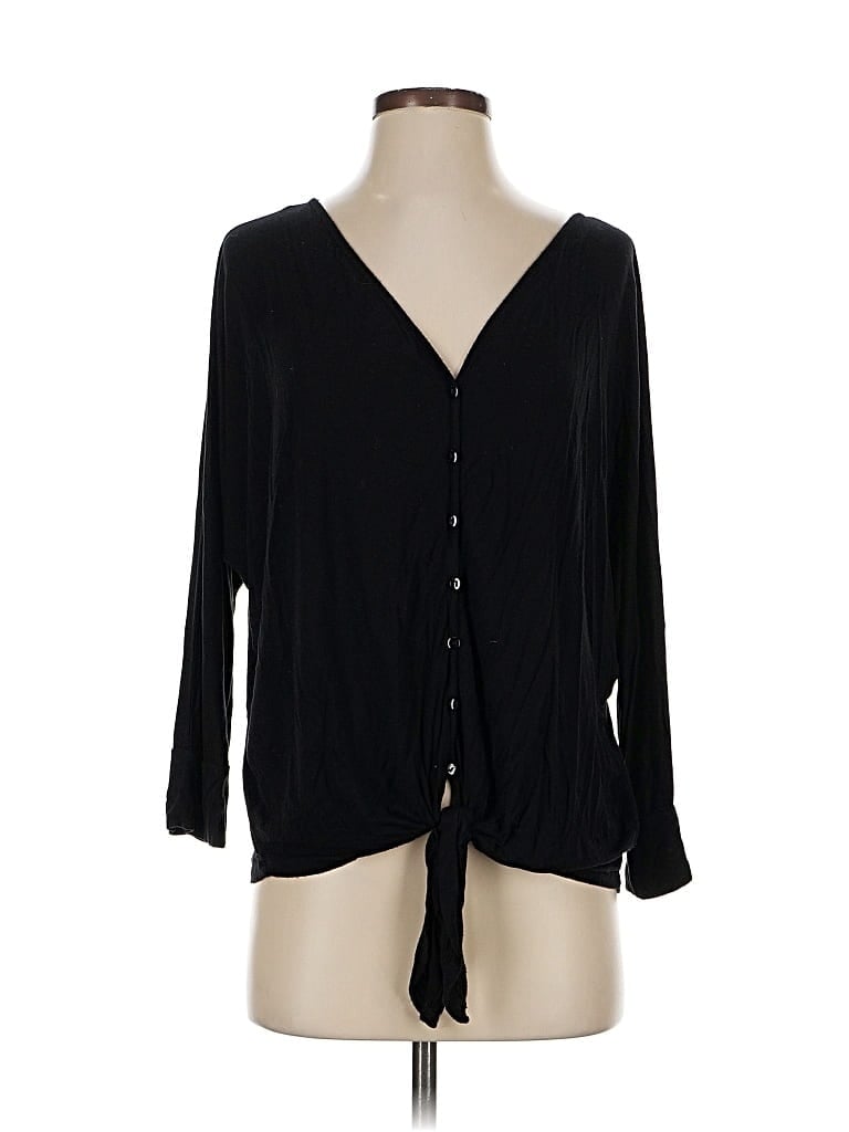Pre-owned Cable & Gauge Long Sleeve Blouse In Black