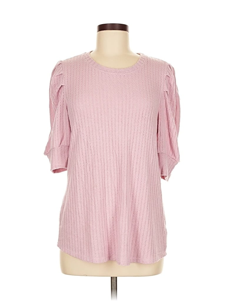 Pre-owned Gibson Look Short Sleeve Top Pink Boatneck Tops