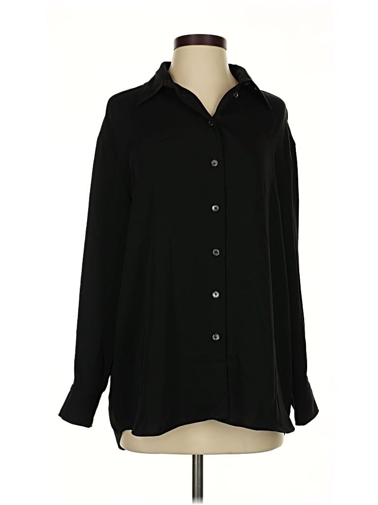 Pre-owned Wilfred Long Sleeve Button Down Shirt In Black