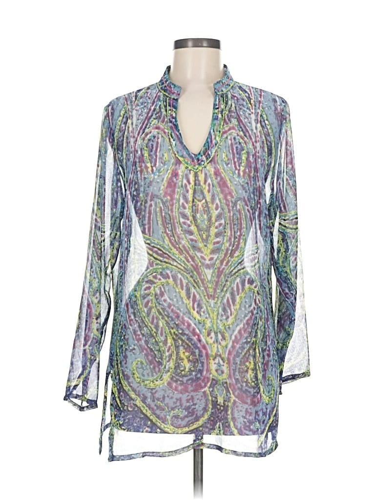 Pre-owned Travelsmith Long Sleeve Blouse In Purple