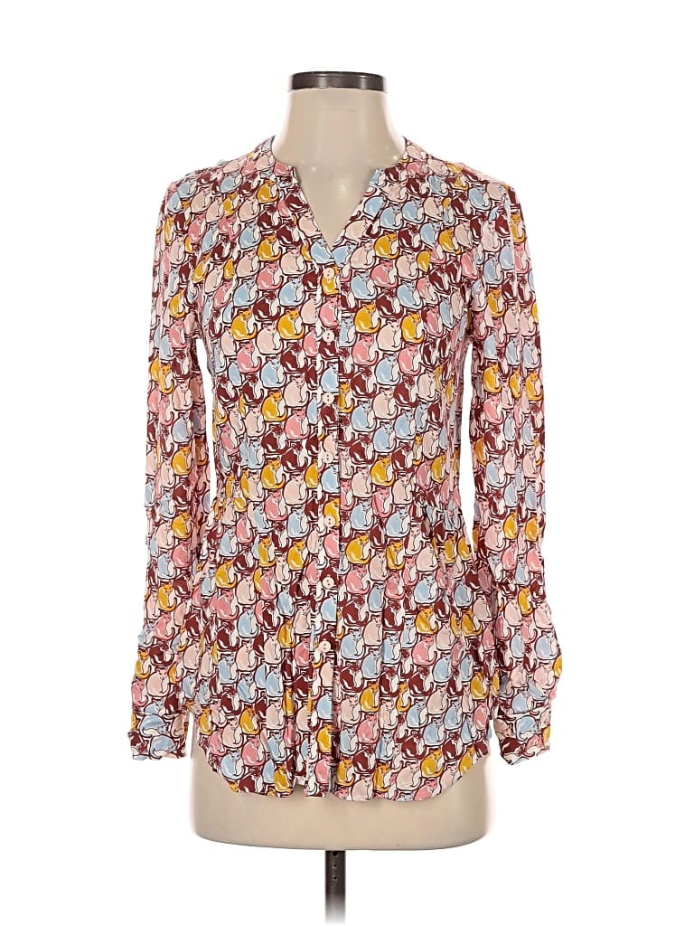 MODCLOTH Pre-owned Long Sleeve Blouse In Brown