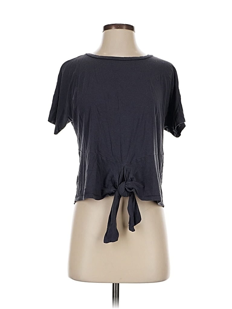 Pre-owned Ann Taylor Loft Short Sleeve Top Gray Keyhole Neckline Tops