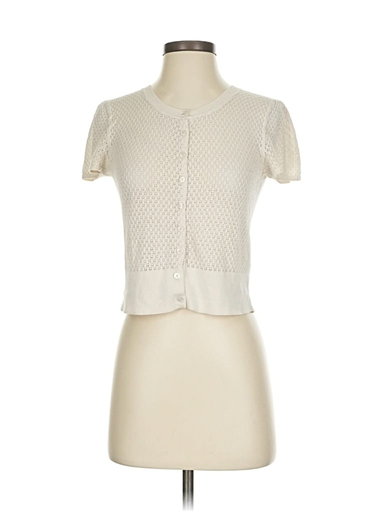 Pre-owned Moda International Cardigan Sweater In White