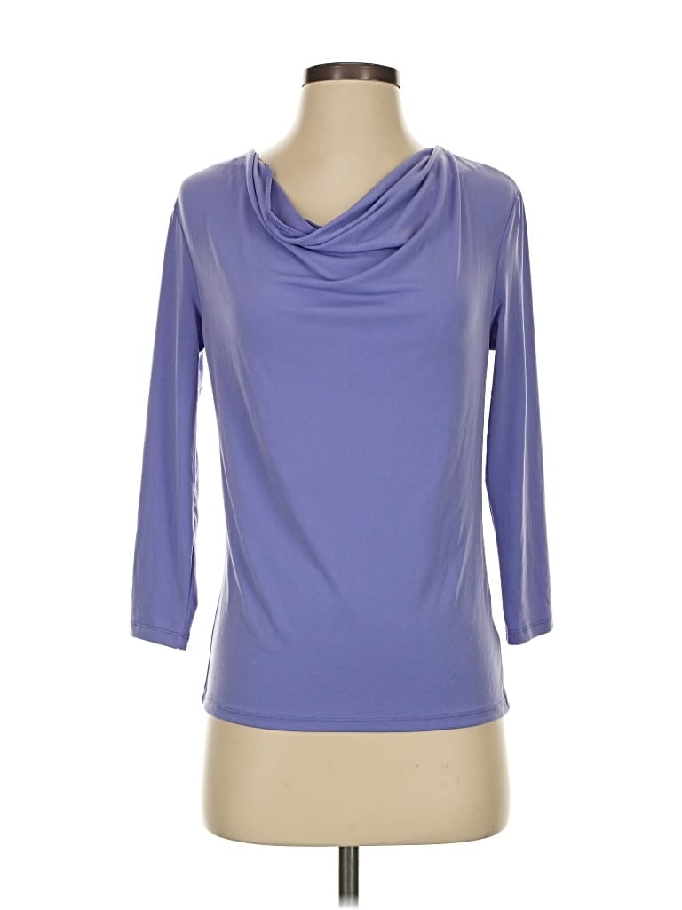 Pre-owned Ellen Tracy 3/4 Sleeve Top Purple Cowl Neck Tops