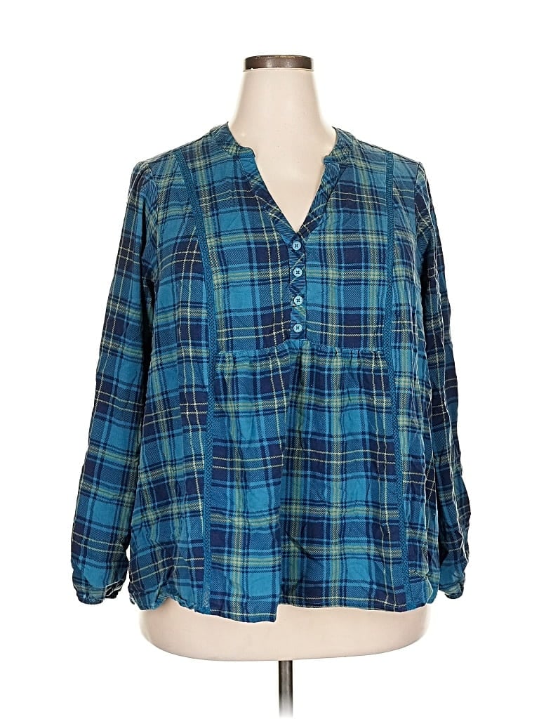 Pre-owned Torrid Long Sleeve Blouse In Blue