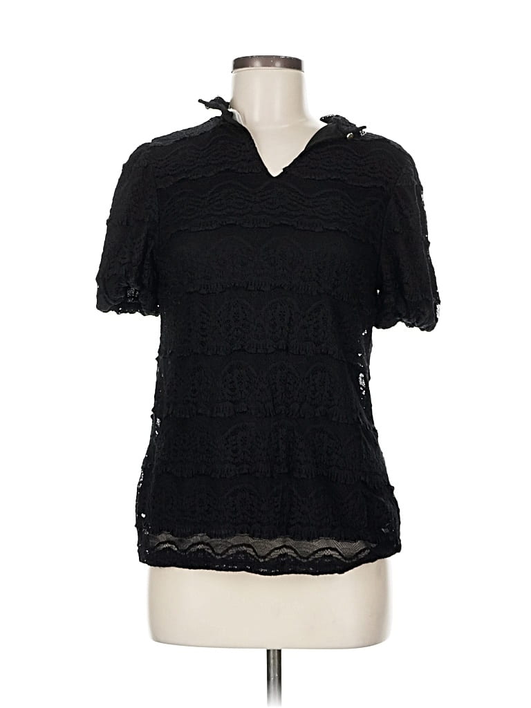 Pre-owned Cupio Short Sleeve Top Black Keyhole Neckline Tops