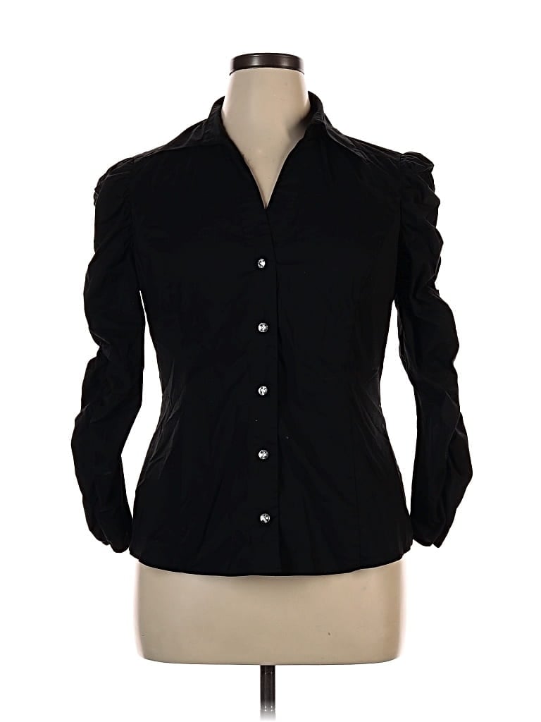 Pre-owned Inc International Concepts 3/4 Sleeve Blouse In Black